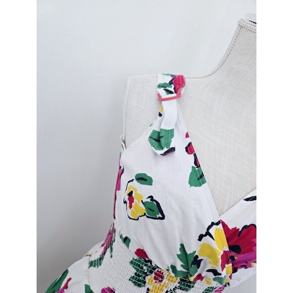 Choon California Cotton Vintage Floral Sleeveless Tiered White Pink Dress 6 XS S - Picture 4 of 14